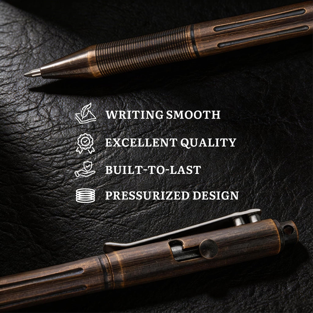 SMOOTHERPRO Solid Brass Bolt Action Pen, Compatible with Pilot G2 Refill