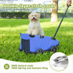 Foldable Pet Wagon with Handle, Pink and Black, Rolling Dog Stroller Cart (Blue)
