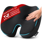 5 STARS UNITED Seat Cushion - Memory Foam for Tailbone Pain Relief - Ergonomic Support for Coccyx, Sciatica & Butt - Wheelchair, Office, Desk & Gaming Chair, Car Seat, Airplane, Black