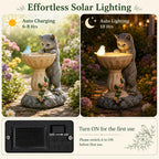 Nacome Solar Cat Statue for Garden Decor: IP44 Weatherproof Resin with Automatic Lighting - No Installation- Outdoor Yard Patio Balcony Art - Birthday Gifts for Bird Lovers Mom Grandma Women
