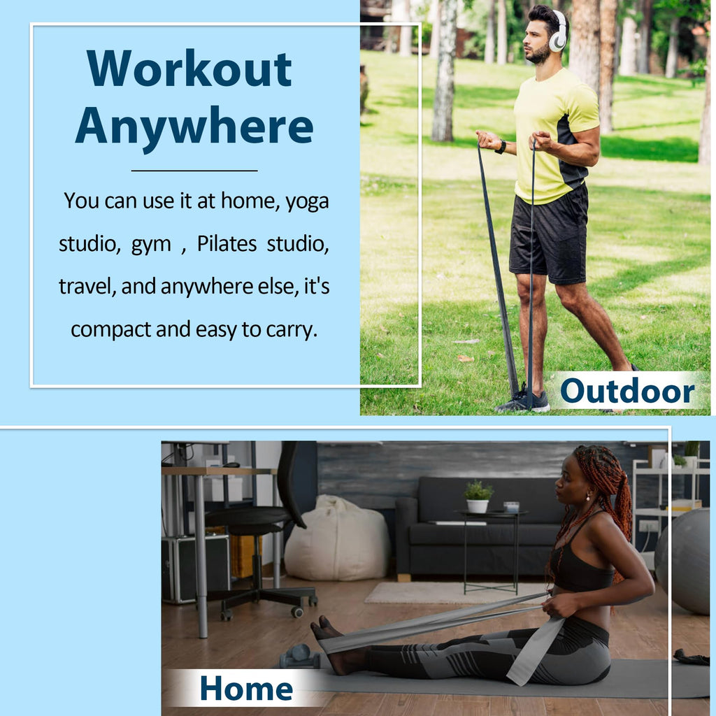 5 Pcs Resistance Bands for Working Out Women and Men, Physical Therapy Bands, Latex Free Elastic and Exercise Bands Set for Stretching, Suitable for Rehab, Yoga, Pilates, Gym, Home Exercise (Gray)