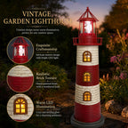 Large Garden Statues 23" Coastal Solar Lighthouse Garden Decor for Outside