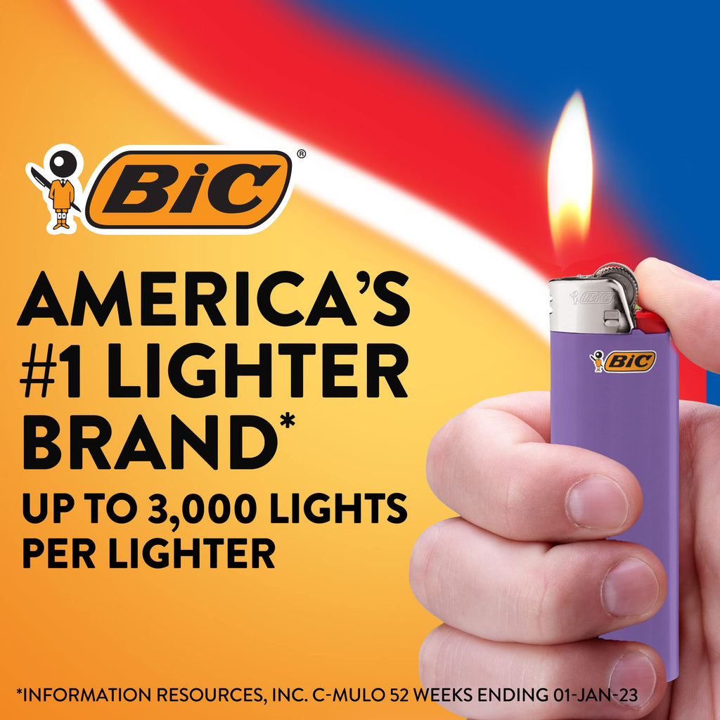 BIC Classic Lighters, Pocket Style, Lighter for Candles, Purple Lighters (Packaging May Vary), 12 Count Pack