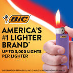 BIC Classic Lighters, Pocket Style, Lighter for Candles, Purple Lighters (Packaging May Vary), 12 Count Pack