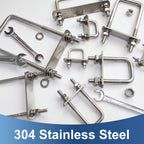ZYUAROM 8 Pcs M10 Square U Bolts 1-1/2 Inch Wide, 3/8" x 1-1/2"W x 3-3/8"L Stainless U Bolt Heavy Duty with Nuts, Bolt Plate and Washers (8, M10 x 1-1/2"W x 3-3/8"L)