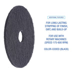 Boardwalk Stripping Floor Pads, 17" Diameter, Black, 5/Carton
