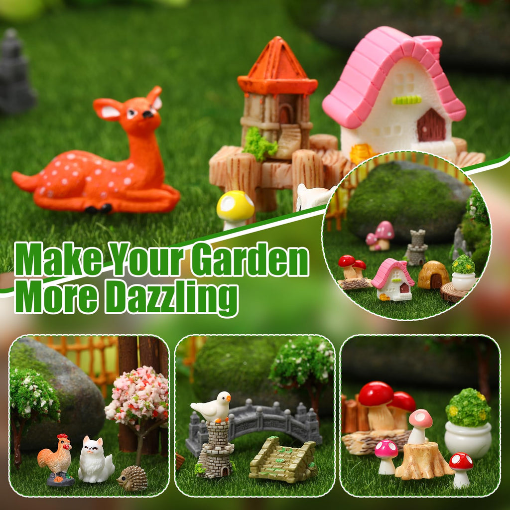 GGSTDDUP 65 Pcs Fairy Garden Accessories Mini Resin Animals Figures