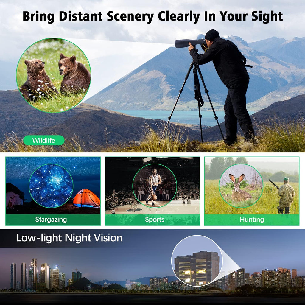 30-260X80 High Power Binoculars for Adults, Outdoor Long Range Binoculars for Birdwatching Hunting Stargazing Travel with Tripod Adapter and Carrying Case (Black, 30-260X80)