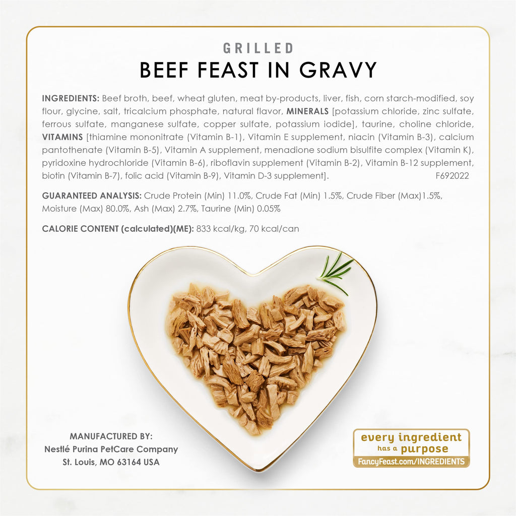Purina Fancy Feast Grilled Wet Cat Food, Poultry & Beef, 3 oz cans, 30-Pack