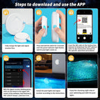 Homly Rechargeable Submersible Pool Lights with Wireless APP Control, Waterproof Underwater Smart LED Lights Controlled Multiple Lighting Modes, 4000mAh Magnets Light for Multi Scene Pool Decoration