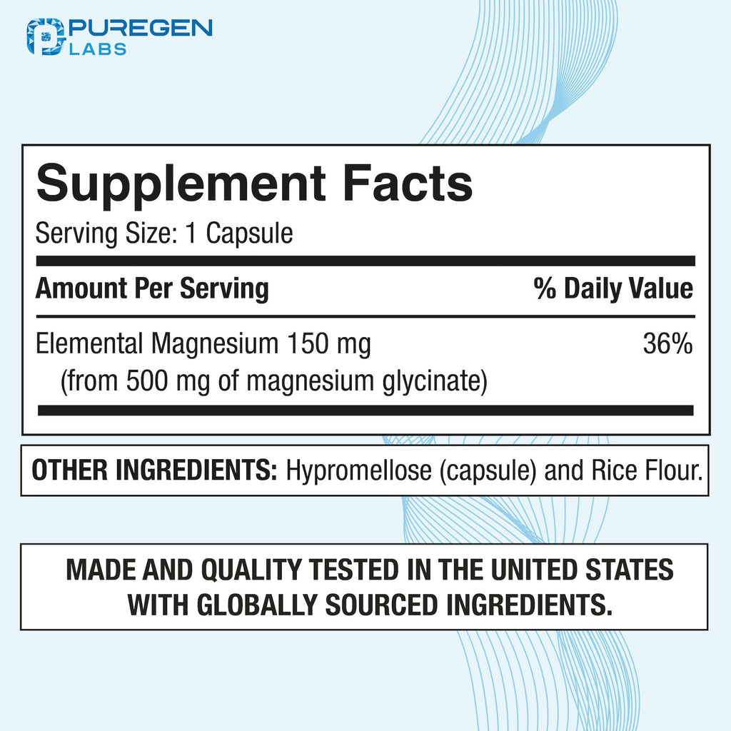 Magnesium Glycinate 500mg [High Potency] 120 Veggie Caps, Chelated for Superior Absorption | No Harmful Additives | Non-GMO, NO Gluten and Dairy, Gentle on Stomach