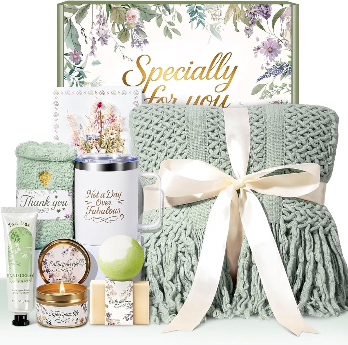 Birthday Gifts for Women, Christmas Self Care Gift Basket for Women, Thinking of You & Get Well Soon Gifts, Relaxing Spa Care Package for Mom, Sister, Best Friend, Her