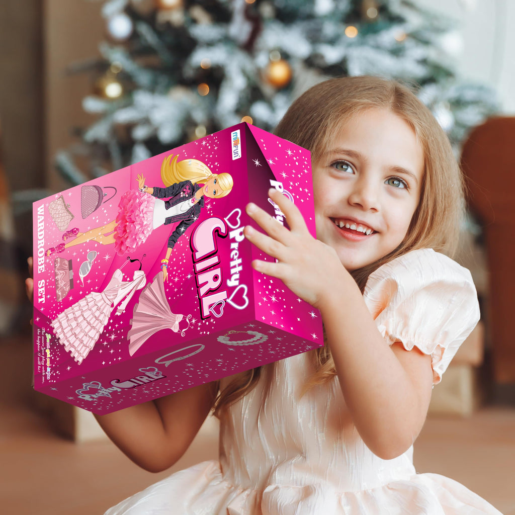 Closet Playset With 342 Pcs Clothes and Accessories, Princess Dresses, Tops, Pants, Swimsuits, Wardrobe, Shoes, Hangers and Other Accessories, Dress Up Toys for Girls Toddlers Gift