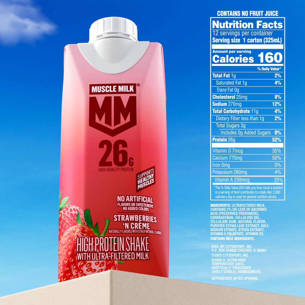 Muscle Milk High Protein Shake, Strawberry, 11 fl oz Cartons (12 Pack)