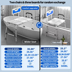 Drseats Heavy Duty Width Adjustable Bath Tub Transfer Shower Bench for Inside Tub Extended Shower Chair with Adjustable Height and Reversible Backrest Handicap Bath Seat for Elderly and Disabled