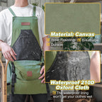 Berry&Bird Harvest Apron, Waterproof Canvas Apron for Men & Women(Green)