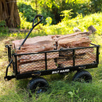 BILT HARD 10" Flat Free Tires Heavy Duty Garden Cart with 180° Rotating Handle and Removable Sides, 4 Cu.Ft 880 lbs Capacity Utility Steel Wagons for Outdoor, Yard