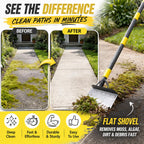 Weed Scraper Tool for Driveway Cracks, Long Handle Floor Scraper for Removing Weeds, Moss & Dirt, Heavy Duty Rustproof Metal Blade, Stand-Up Weeder for Sidewalk, Patio & Lawn Edging