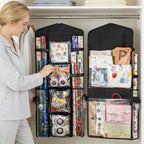 EOLIMEX Christmas Wrapping Paper Organizer Storage, Hanging Gift Bag Storage Organizer, Double-Sided Wrapping Paper Holder Storage - Black