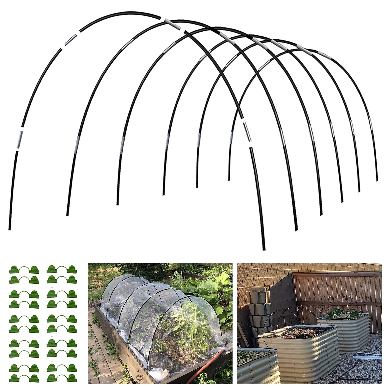 Garden Hoops Grow Tunnel, 6 Sets of 7FT Greenhouse Row Cover Hoops, 30pcs