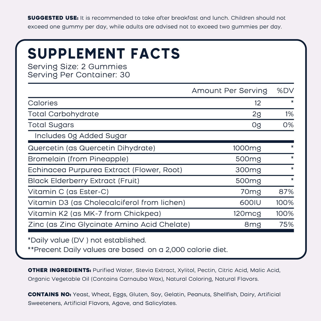 (3 Pack) Quercetin Gummies with Bromelain Zinc Elderberry Vitamin C D3 K2, Quercetin 1000mg Supplement with Bromelain 500mg for Cardiovascular, Immune System & Allergy, Vegan Gummy for Adult & Kid