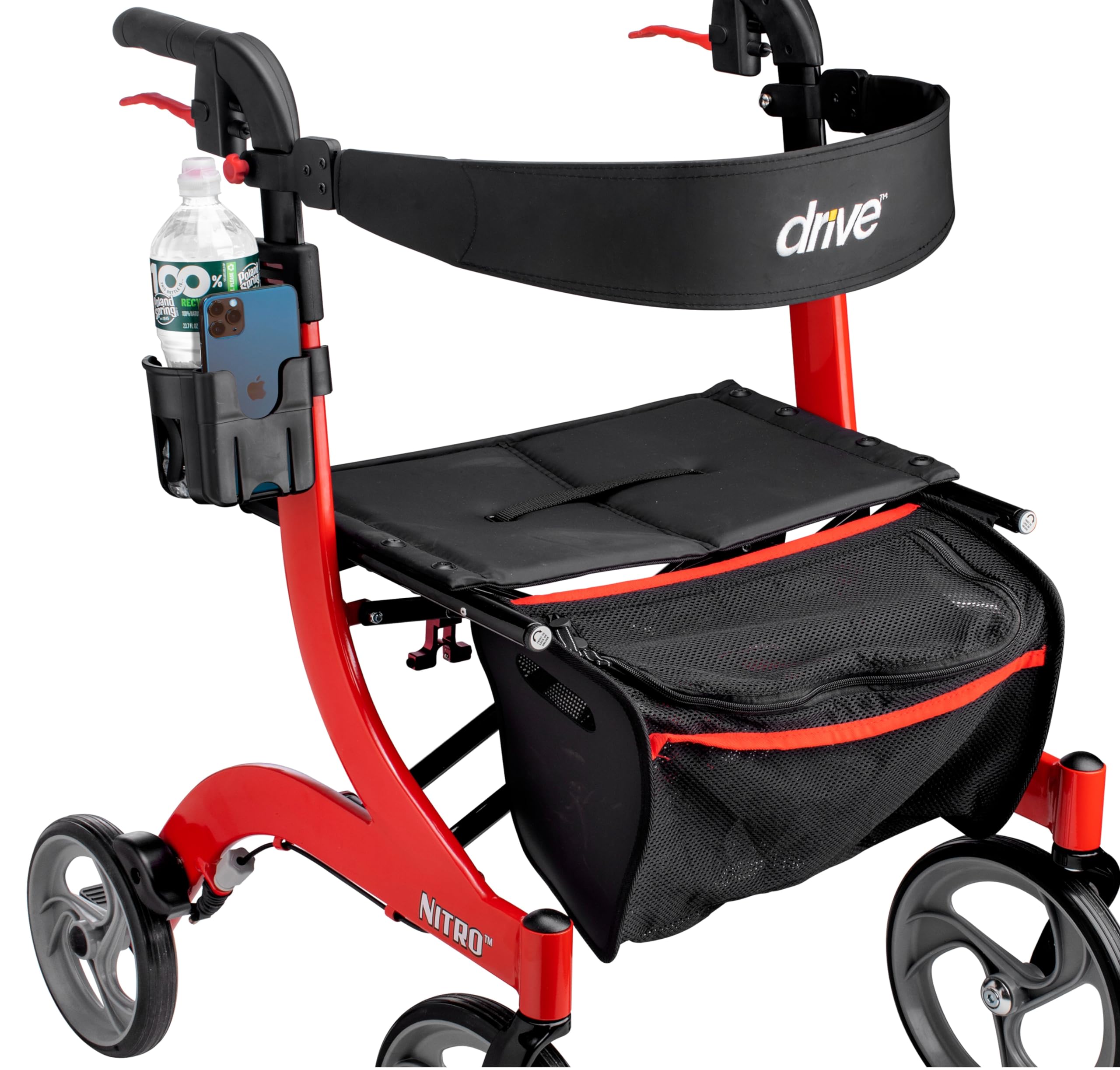 Clip-On Cup and Phone Holder – Exclusively Designed to be Compatible with Drive Medical Nitro Rollator Walkers