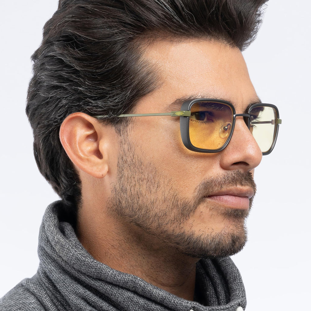 GUNNAR Sunglasses - Fallout Vault 33 Olive Sun Lens - Blue Light Blocking For Outdoor Screen Viewing