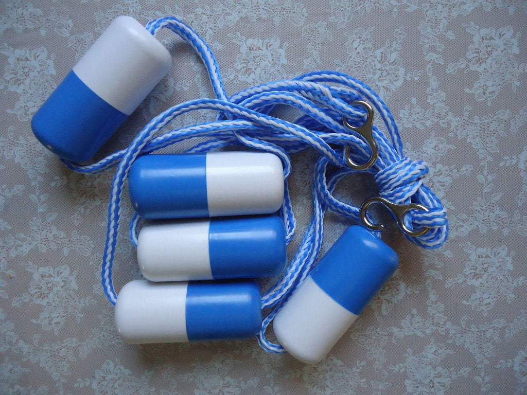 ATIE 16' Swimming Pool Safety Divider Rope and Float Line with 2 Pre-Assembled Stainless Hooks and 5 Bi-Tone Floating Buoys for Effective Visibility (16 FT)