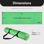 Fitvids 1/4-Inch High Density Thick Non Slip Yoga Mat with Knee Pad and Carrying Strap for Workout, Pilates, Gym Home Exercise, Green
