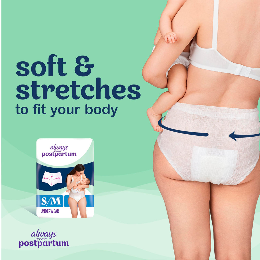 Always Discreet Postpartum and Adult Incontinence Underwear for Women, Extra Large, Maximum Protection, 14 Count