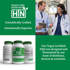 Health Thru Nutrition PQQ 20mg 120 Servings Pyrroloquinoline Quinone as PureQQ | Promotes Mitochondrial Biogenesis | Certified Vegan | Non-GMO Gluten Soy Free Capsules| Clean Label PQQ Supplement