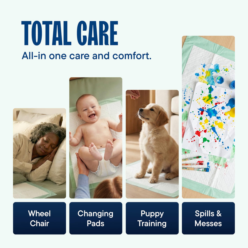 Chucks Pads Disposable [50-Pack] Underpads 23x36 Incontinence Chux Pads Absorbent Fluff Protective Bed Pads, Pee Pads for Babies, Kids, Adults & Elderly | Puppy Pads Large for Training Leak Proof
