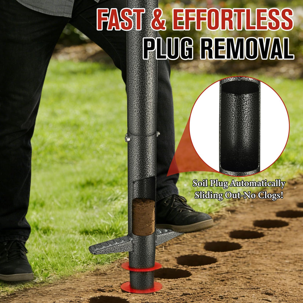 DIOVPLX Bulb Planter Tool, 33.5" Long Handle Sod Plugger for Standing Planting, 2"/4"/6" Adjustable Depth Garden Hole Digger, Heavy Duty Auto Eject Lawn Plugger for Flower Bulbs,Grass Plugs,Seedlings