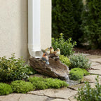 Bird Gutter Downspout Statue Splash Block Outdoor Garden Decoration, 11.4” x 6.9” Gutter Extender Diverter Rain Guardian Statues for Patio, Yard Accessory, Resin Decorative Concrete Pond Koi Decor