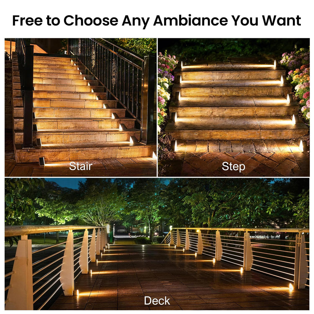 JEJOT Solar Step Lights Outdoor Waterproof IP65,Warm White Brown Solar Stair Lights, Outdoor Light Decor for Stair, Deck, Step, Porch and Outside Patio, 6 Pack