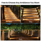 JEJOT Solar Step Lights Outdoor Waterproof IP65,Warm White Brown Solar Stair Lights, Outdoor Light Decor for Stair, Deck, Step, Porch and Outside Patio, 6 Pack