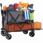 NEWBULIG Double Decker Foldable Wagon Cart, 440lbs