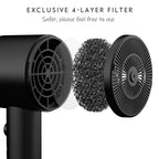 AINA Diffuser Hair Dryer Full-Featured Blow Dryer 110V/1600W(Vader Black)