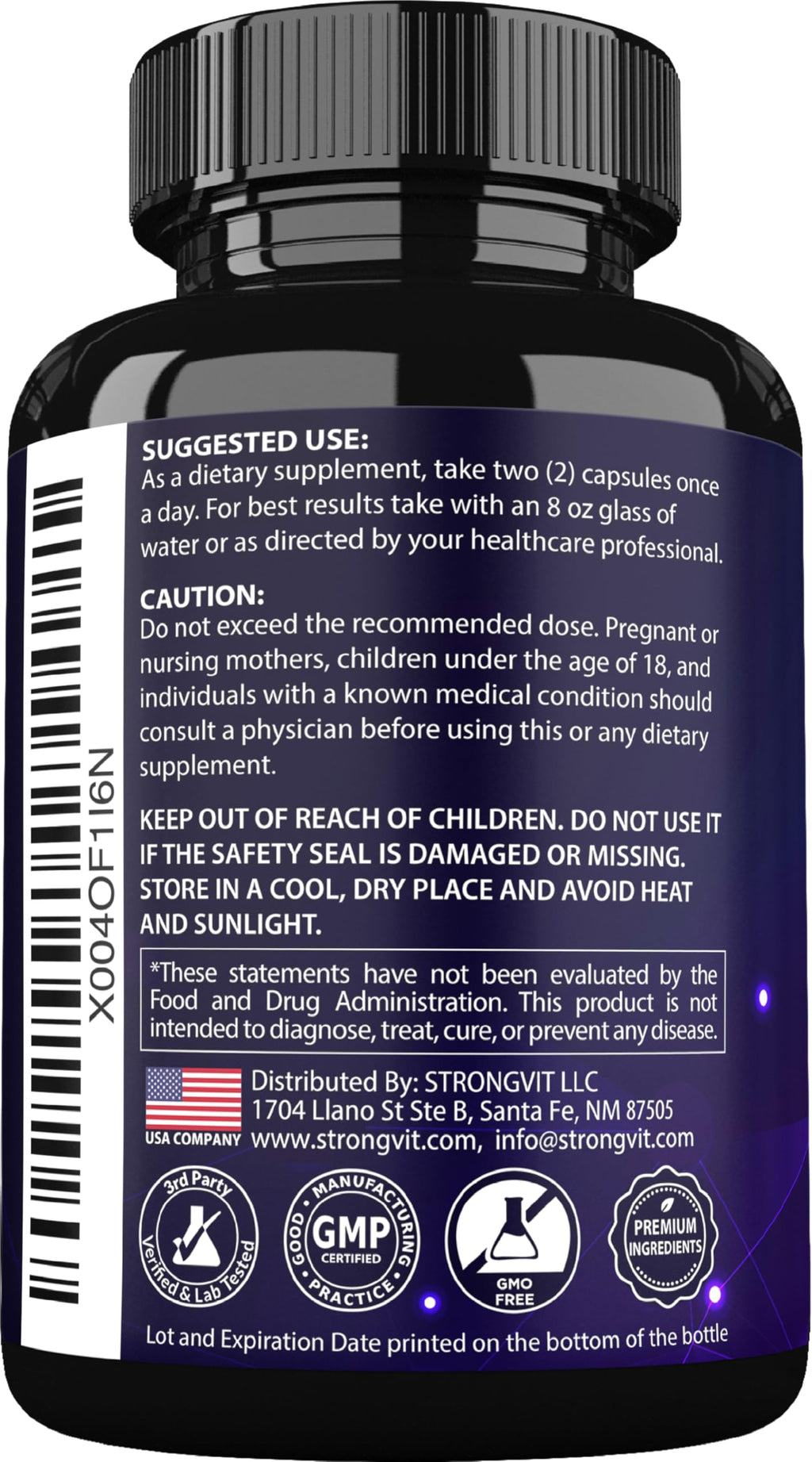 StrongVit Biotin with Hyaluronic Acid, Keratin, and Collagen Supplements - Hair Growth Vitamins for Women, Healthy Nails and Skin, B1, B2, B3, B6, B7 Complex, USA (120 Capsules)