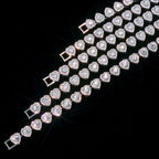 fasone Rhinestone Hearts Necklace, Iced Out Hearts Jewelry，Silver Tennis Necklace For Women，Tennis Necklaces For Women, Heart Tennis Necklace (White_17.7inch)