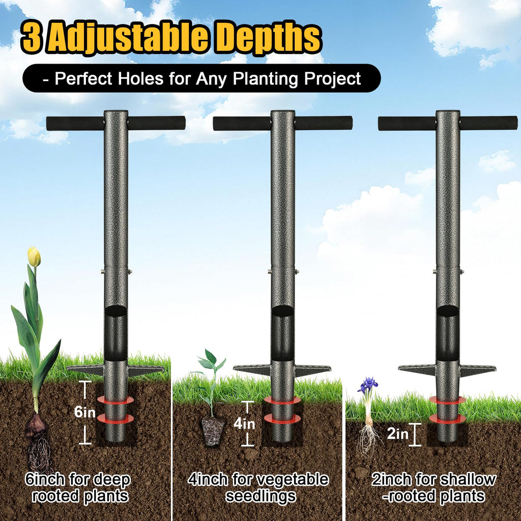 Bulb Planter & Sod Plugger - 34" Long Handle Grass Plugger Tool for Lawn Repair, Heavy Duty Garden Hole Digger with Easy Plug Release for Zoysia Plugs, Bare Spots, Tulip Planting,Turf Transplanting