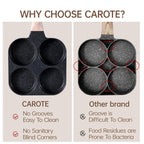 CAROTE Egg Pan Omelette Pan, 4-Cup Nonstick Granite Omelette Skillet - Pancake Pan and Healthy Egg Cooker Suitable for Gas Stove & Induction Cookware, Black