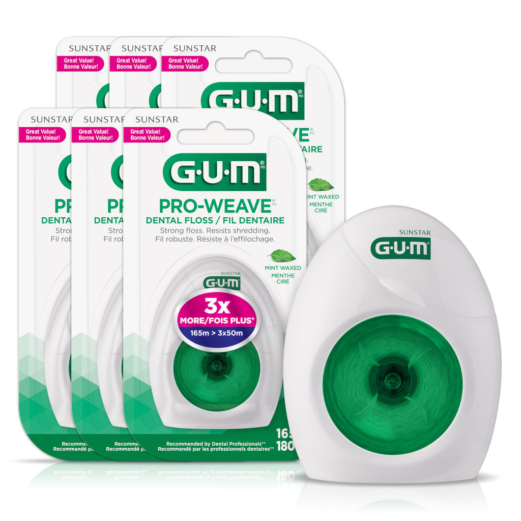 GUM ButlerWeave® Mint Waxed Dental Floss, 165 m, Pack of 6