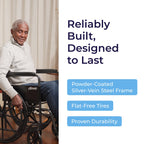 Drive Medical Silver Sport 1 Folding Transport Wheelchair - Lightweight Mobility Support - Full Armrests - Removable Swing-Away Footrests - Durable Steel Construction - Compact Folding Frame - Black