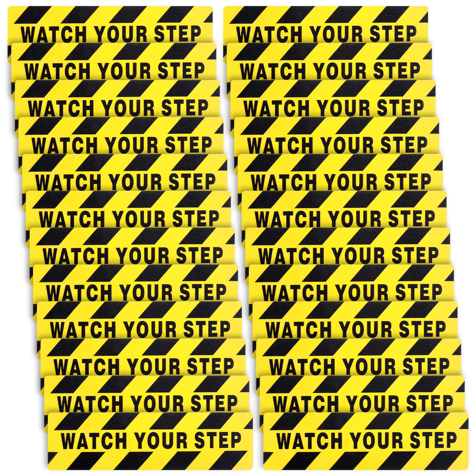 Boao 24 Pieces Watch Your Step Stickers Sign 6 x 24 Inch Caution Watch Your Step Floor Decals Warning Sticker Adhesive Tape Anti Slip Abrasive Tape for Workplace Safety Wet Floor Caution