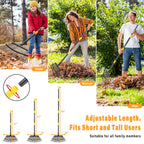 Rake for Leaves - 25 Tines Heavy Duty Metal Rake Set with Leaf Scoops & Collector Bag, Adjustable Rakes for Lawns, 3-in-1 Leaf Collection Tool for Efficient Yard Pine Needle Grass Cleanup 5FT