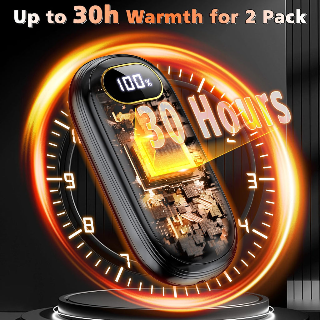 Hand Warmers Rechargeable - Electric Hand Warmers 2 Pack with Dual-Sided Heating for 15Hrs Warmth, LED Display & Flashlight, Hunting Essentials, Christmas Gifts for Man Women Raynauds Golf