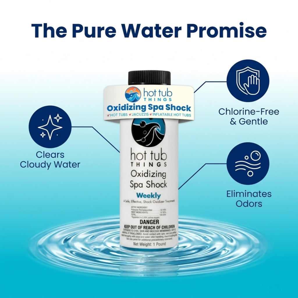 Hot Tub Things Oxidizing Spa Shock, Clears Cloudy Water, Eliminates Odors, Improves Freshness, Prevents Organic Residue Buildup, Water Treatment for Swimming Pools, Home Spas, & Hot Tubs, 1 lb