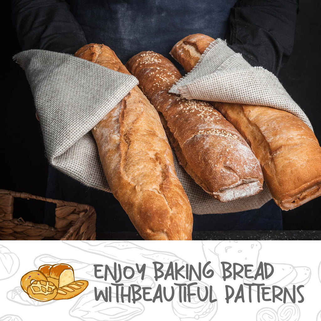 DOYOLLA 14.5inch Oval Bread Dough Proofing Rising Rattan Basket & Liner Combo for Professional & Home Baking (2 basket & 2 liner)