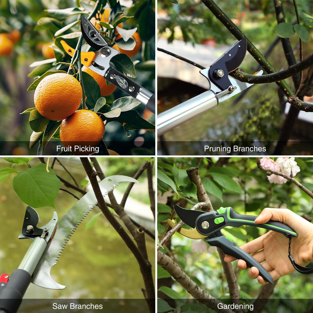 Lineslife 10FT Telescoping Pole Saw with Pruner, Extendable Tree Trimmer